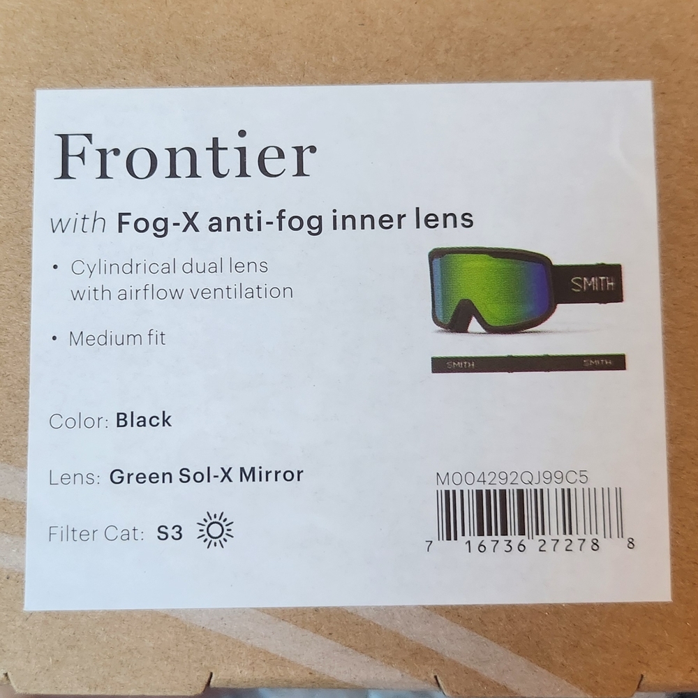 SMITH Frontier Black Goggles with Green Mirror Lens